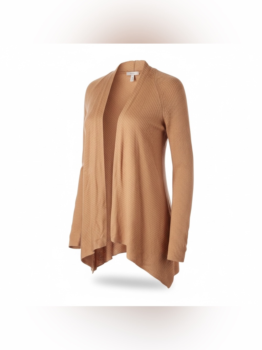 Coldwater Creek S (6/8) tan wool blend open waterfall cardigan sweater